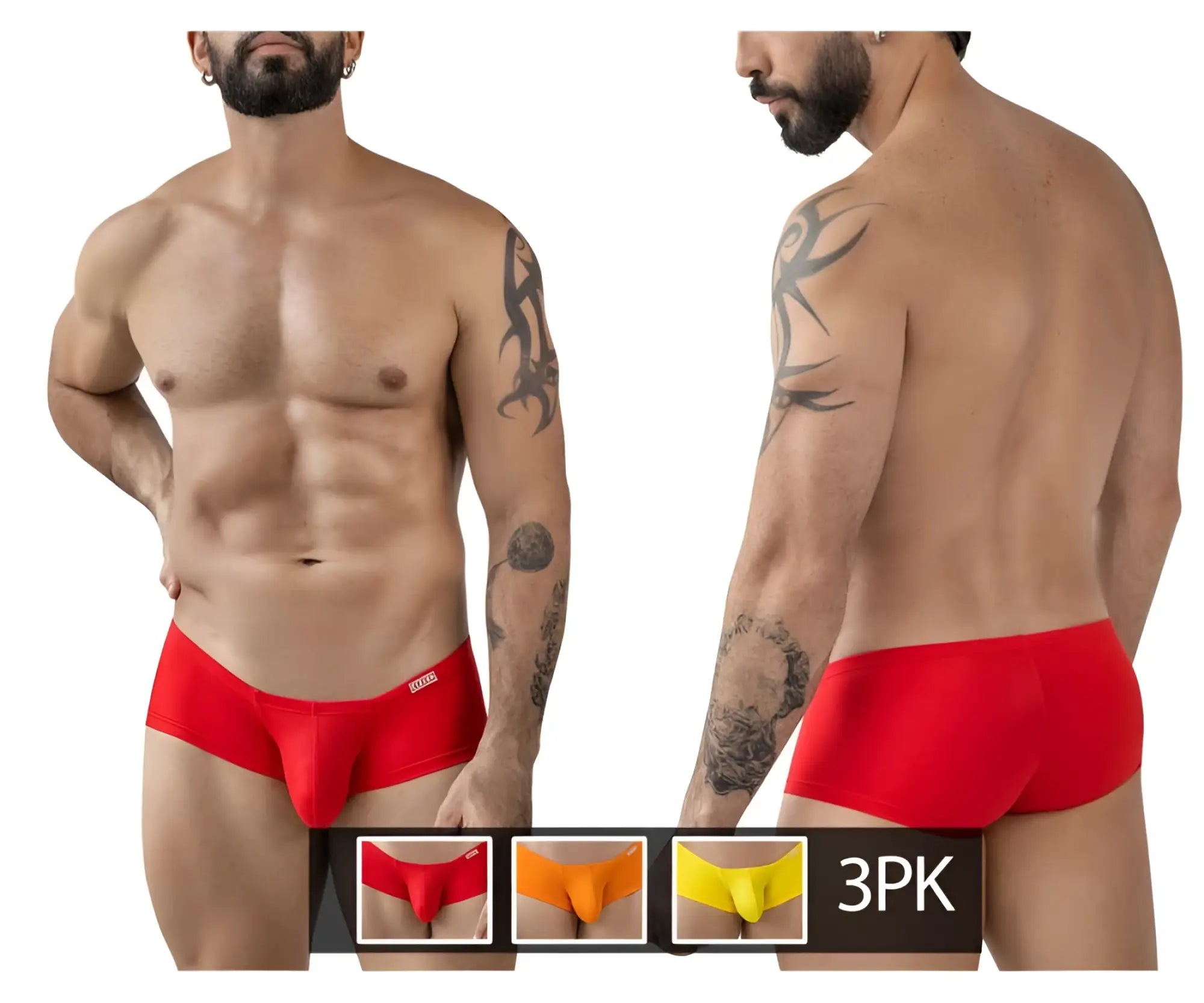 Red men’s briefs from clever 229959 3pk australian latin trunks with snug fit and smooth stretchy fabric