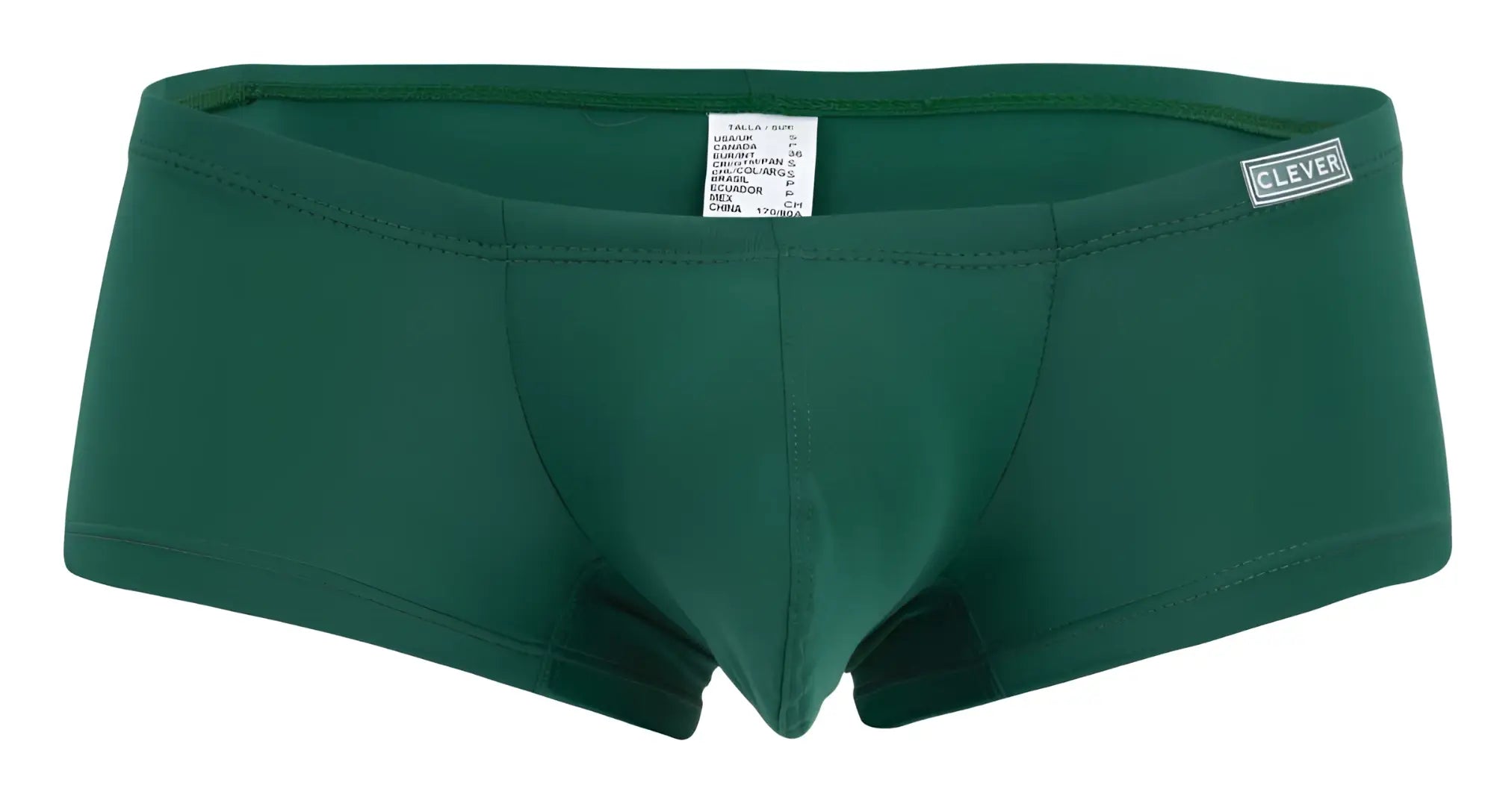 Dark green clever 229960 3pk australian latin trunks with subtle seam design and small brand label on waistband