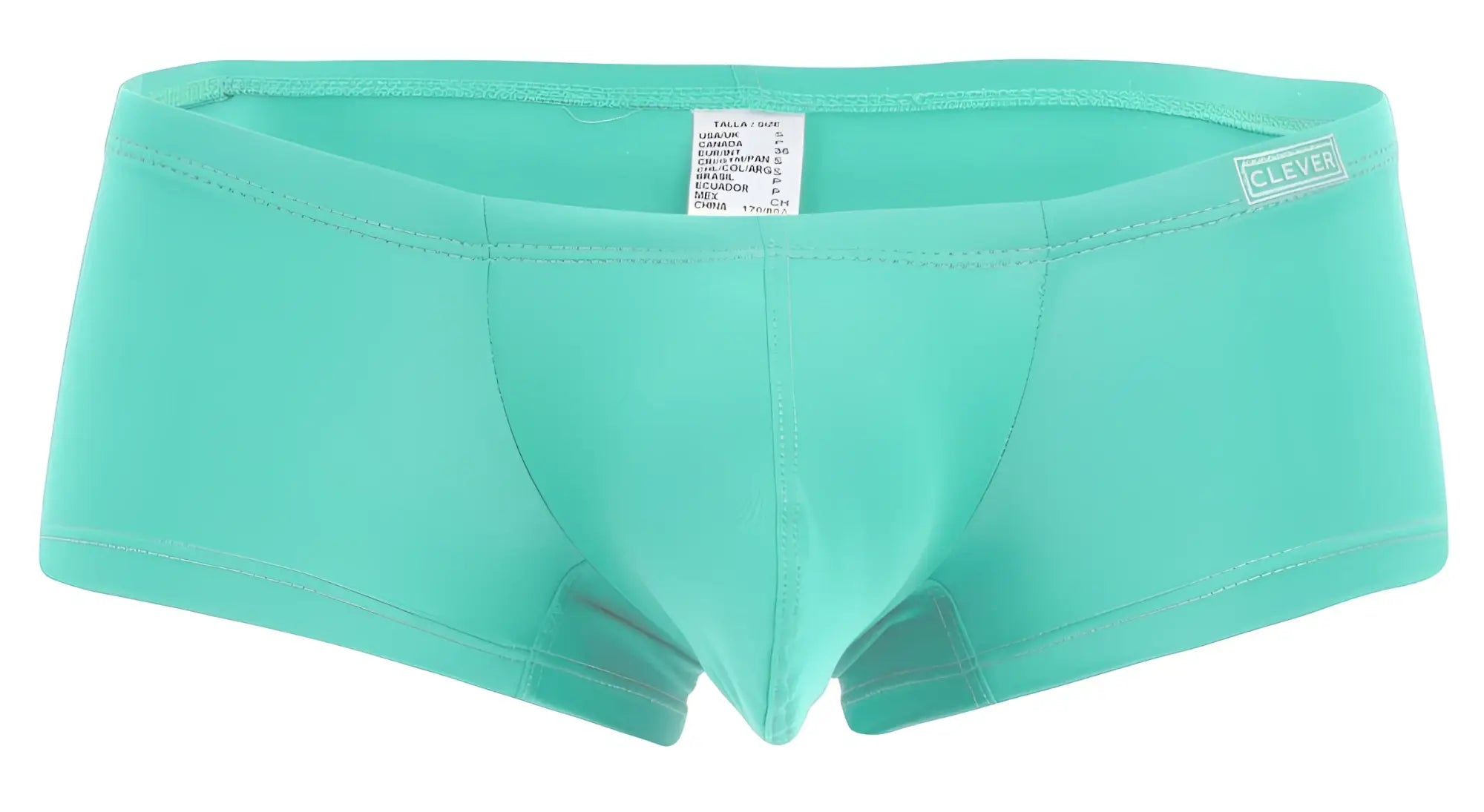 Clever 229961 men’s turquoise briefs with smooth stretchy fabric and minimalist design in a multi-colored 3pk trunk set