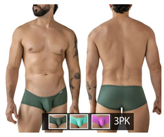 Men’s dark green seamless form-fitting briefs from clever 229961 3pk australian latin trunks multicolored pack