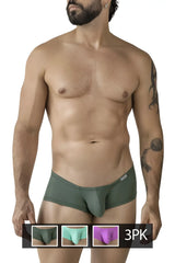 Olive green men’s briefs with smooth form-fitting design and subtle clever logo on waistband from clever 229961 3pk australian latin trunks multi-colored set