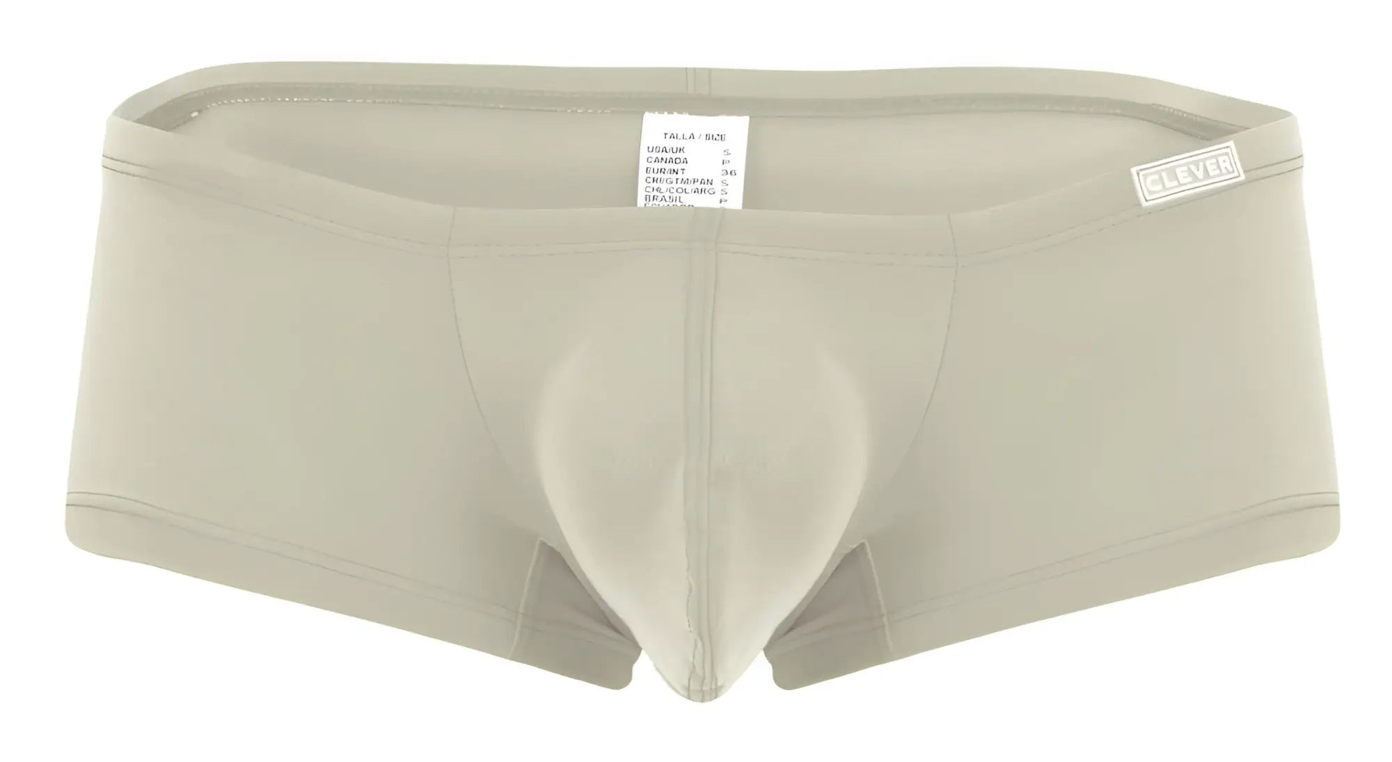 Beige clever 229963 men’s briefs with supportive pouch design and clever brand label on waistband in multi-colored pack