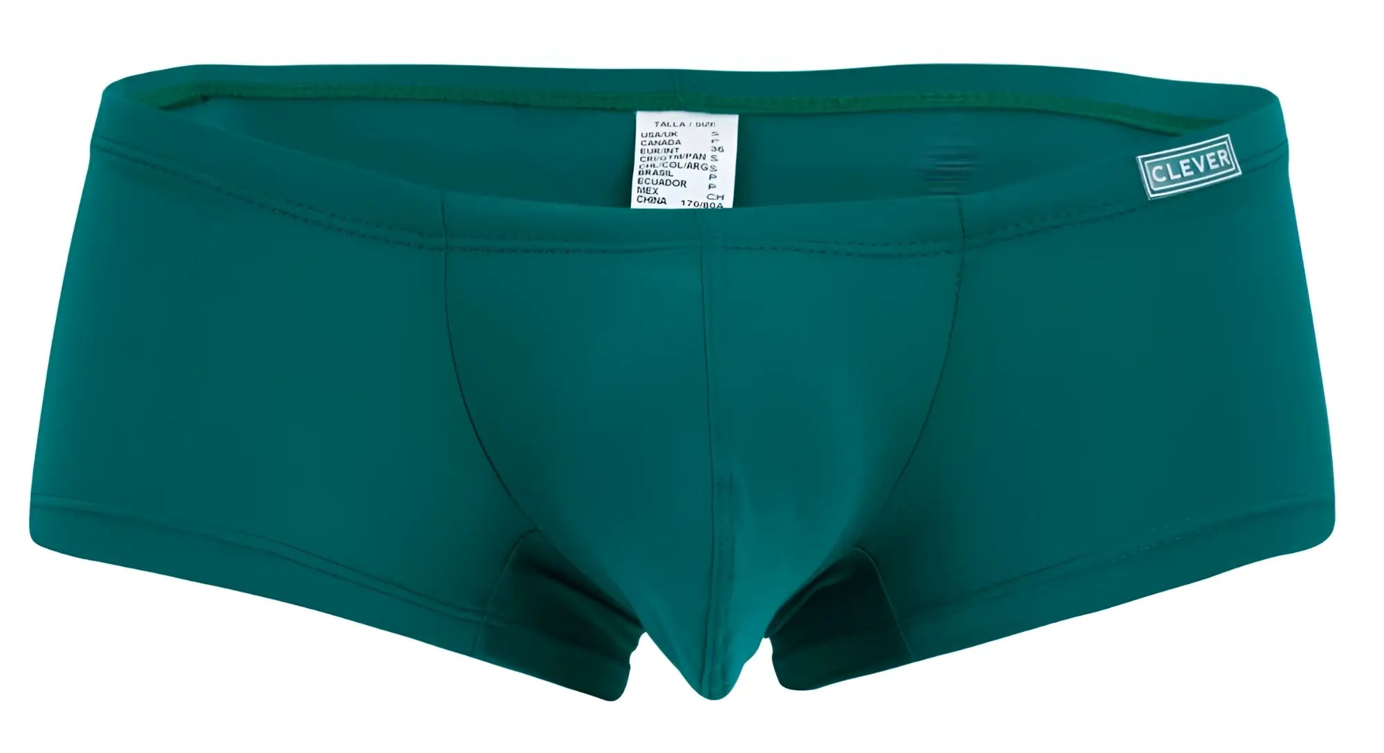 Teal form-fitting men’s briefs with clever brand label on waistband from clever 229963 3pk australian latin trunks set