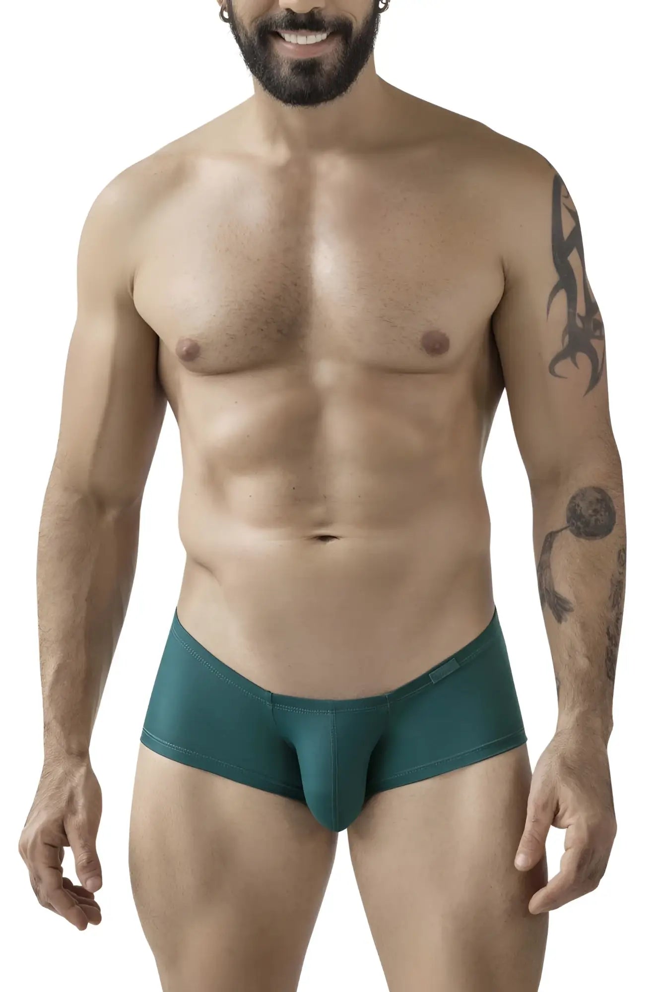 Teal colored form-fitting men’s briefs with smooth fabric finish from clever 229963 3pk australian latin trunks multi-colored set