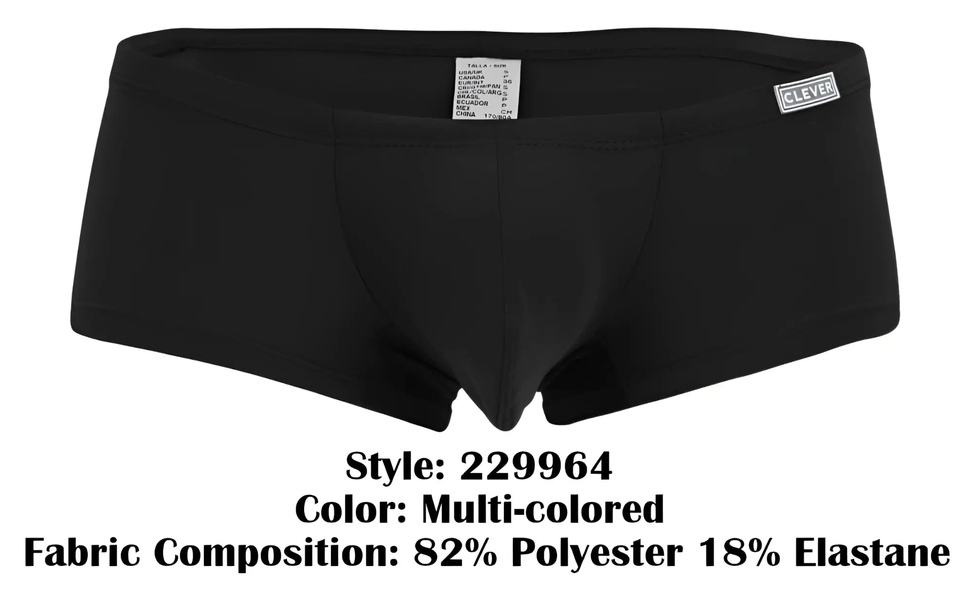 Black mens briefs clever 229964 3pk australian latin trunks with sleek form fitting design and multicolored waistband label