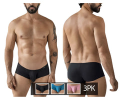 Black mens briefs clever 229965 3pk australian latin trunks in multi-colored smooth form-fitting design with elastic waistband