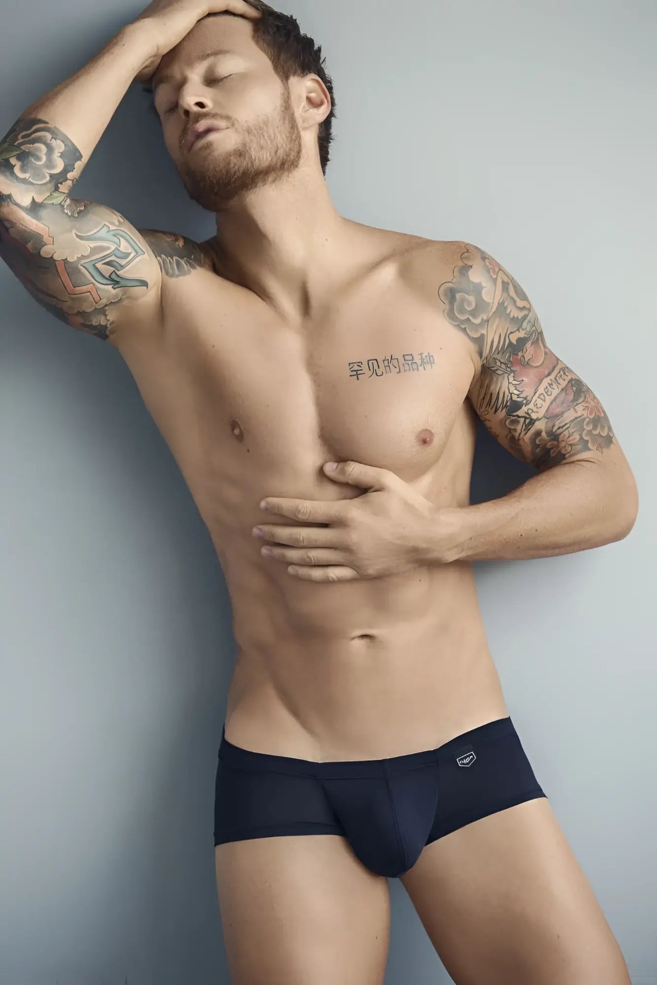 Navy blue clever 2373 australian latin boxer briefs with white logo on waistband for comfortable everyday wear
