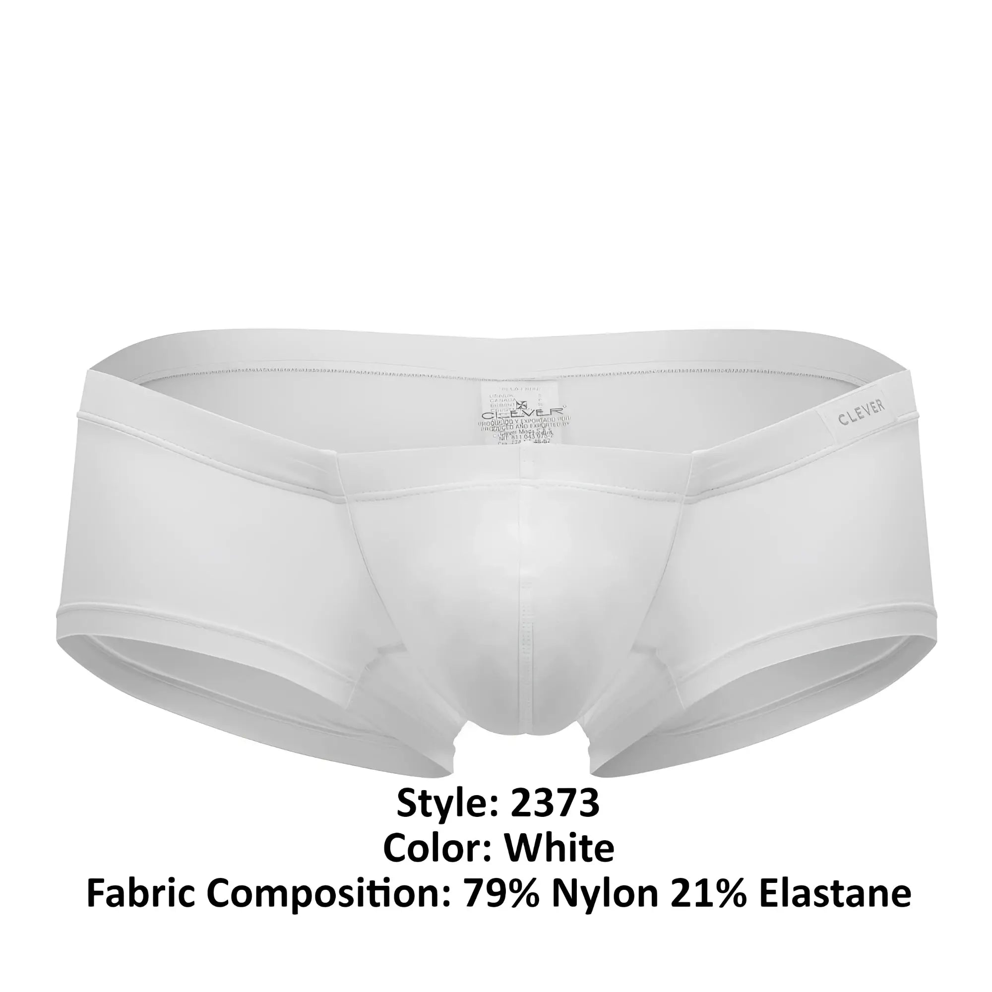 White clever 2373 australian latin boxer briefs made of 79% nylon and 21% elastane in front view