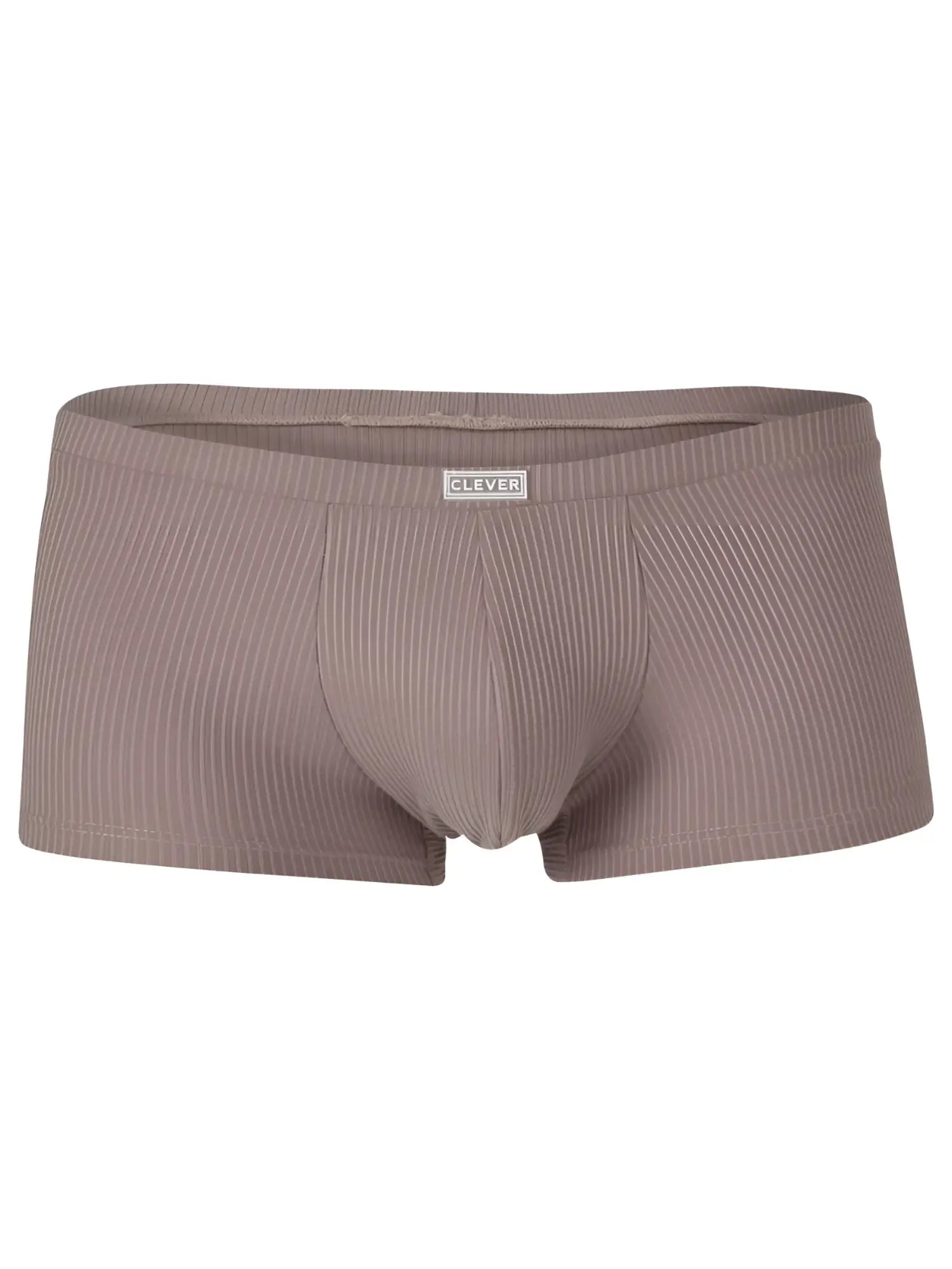 Beige ribbed cotton briefs with subtle vertical stripes and branded waistband label from clever 26015 apolo trunks sand