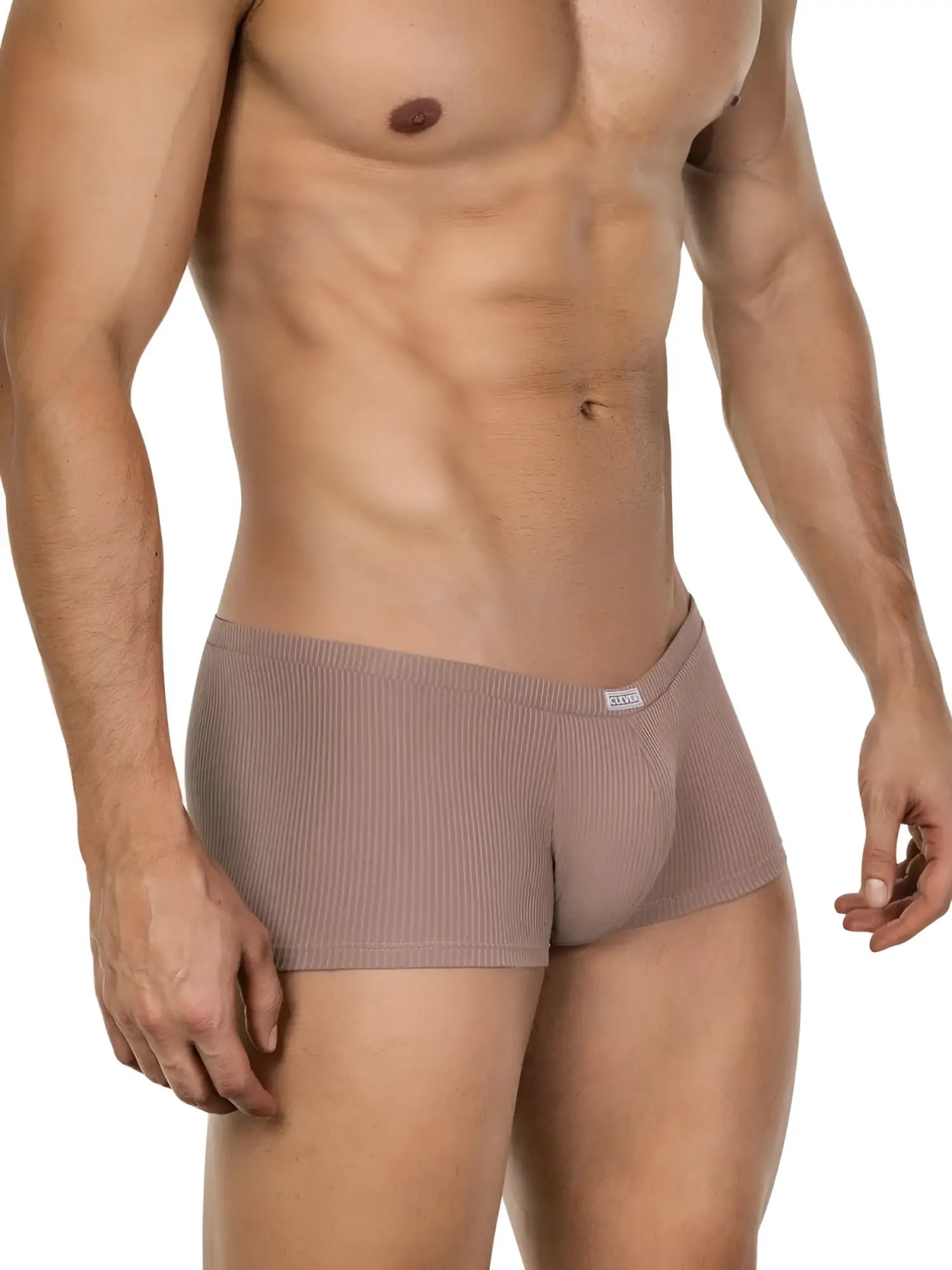 Beige clever 26015 apolo trunks with ribbed fabric and elastic waistband for sophisticated comfort and style