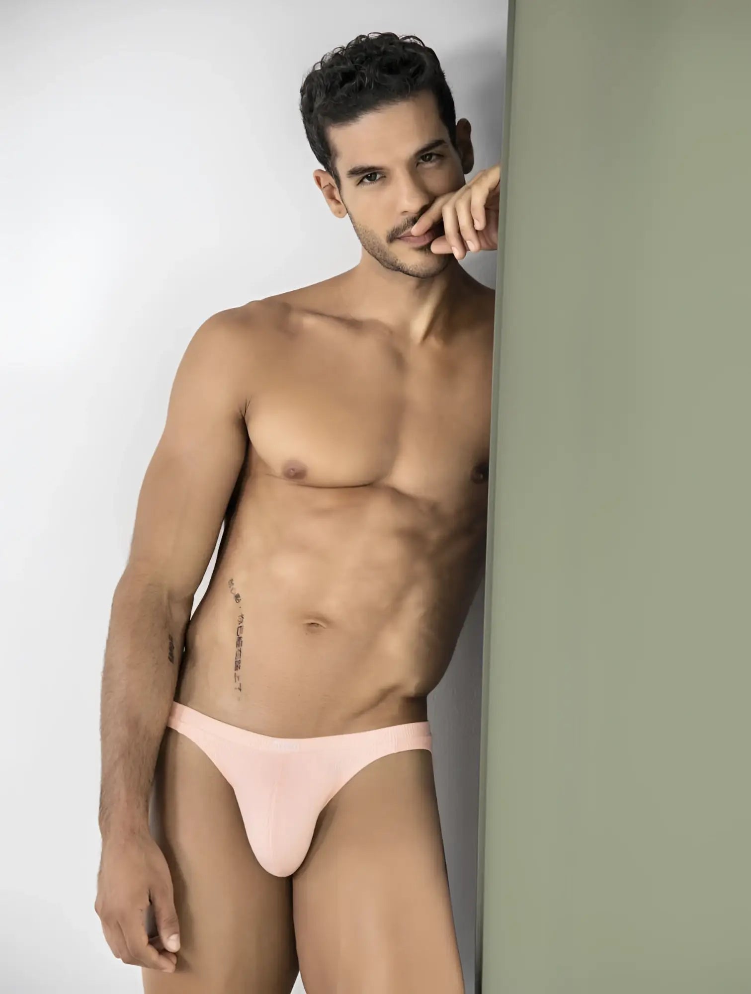 Pink ribbed briefs in clever 26017 apolo bikini vibrant orange color showcasing ribbed texture and comfortable fit