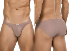 Beige ribbed cotton clever 26018 apolo bikini briefs with small white brand tag at waistband for sophisticated comfort and style