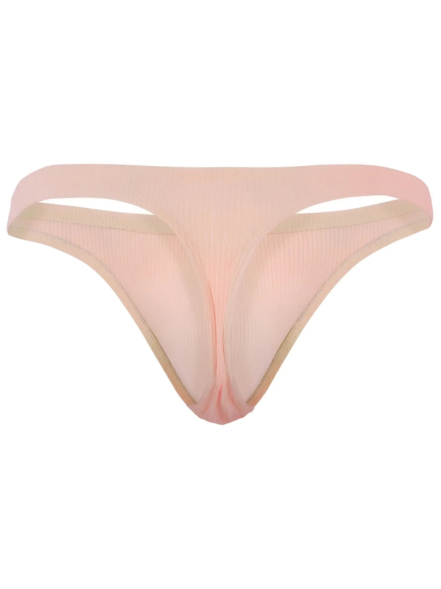 A sheer pink clever 26020 apolo thong made of lightweight fabric with subtle ribbing for bold comfort and sleek style
