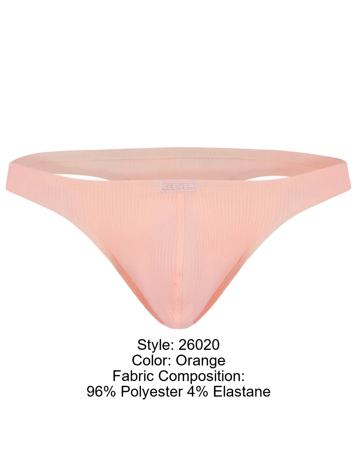 Orange clever 26020 apolo thong with ribbed texture made of 96 polyester and 4 elastane for bold comfort and sleek style
