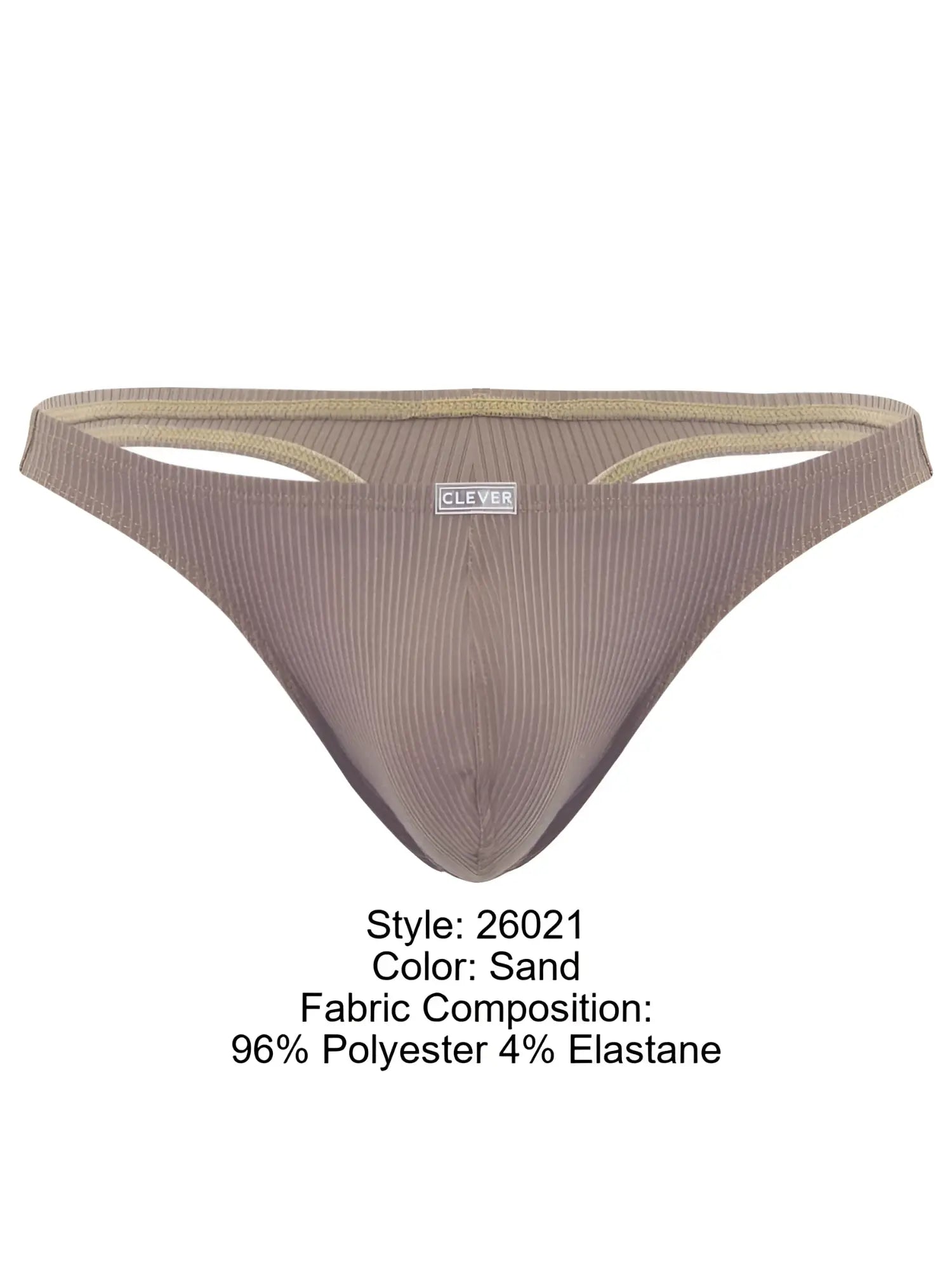 Sand-colored clever 26021 apolo ribbed briefs in stretchy polyester elastane blend with subtle textured pattern