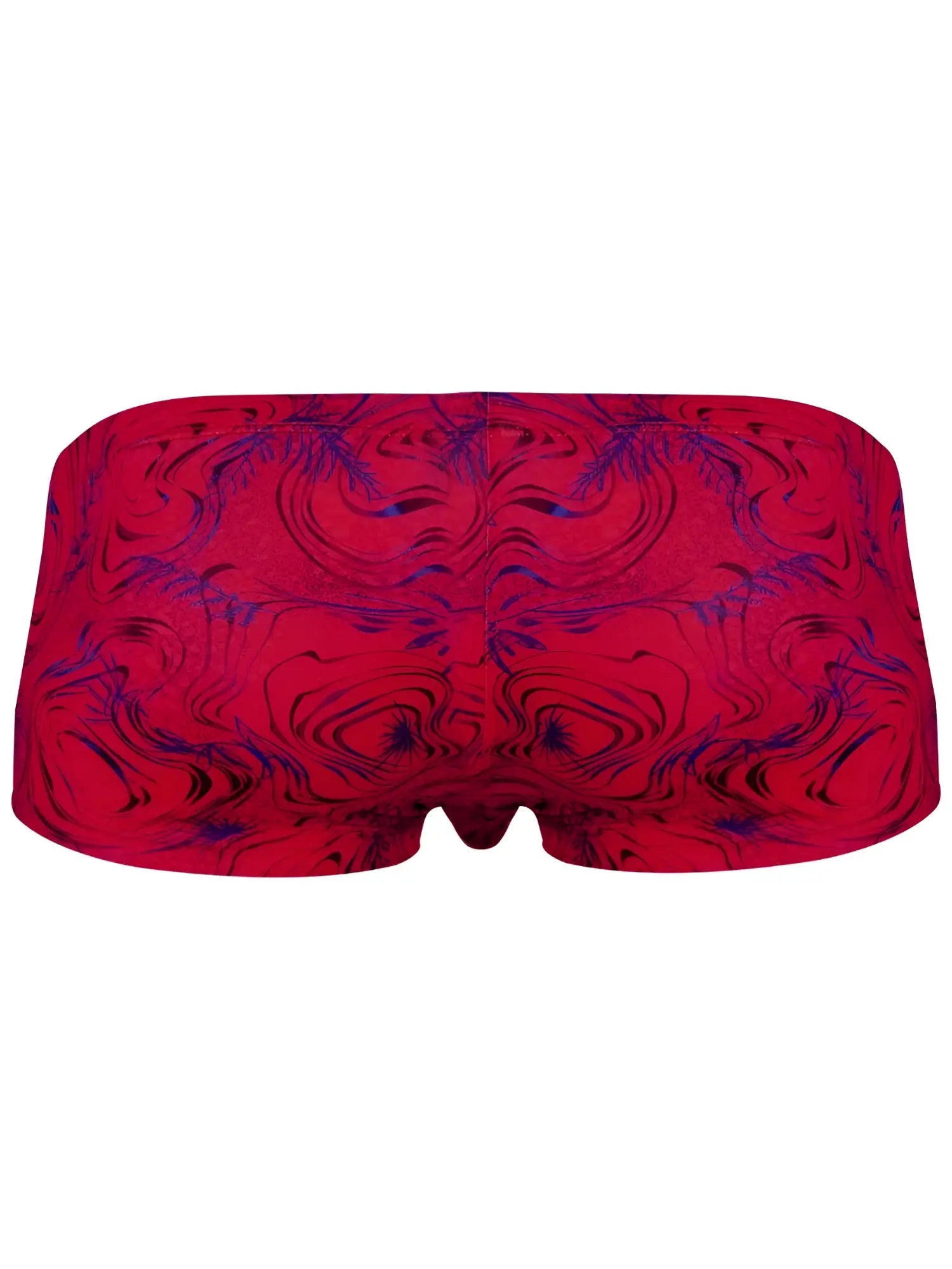 Red and purple marbled clever 26026 helion swim trunks with symmetrical abstract pattern for bold vibrant style