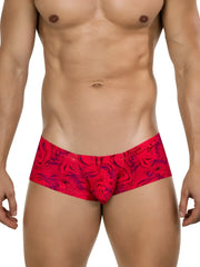 Clever 26026 helion trunks vibrant red briefs with swirling purple pattern featuring bold modern style