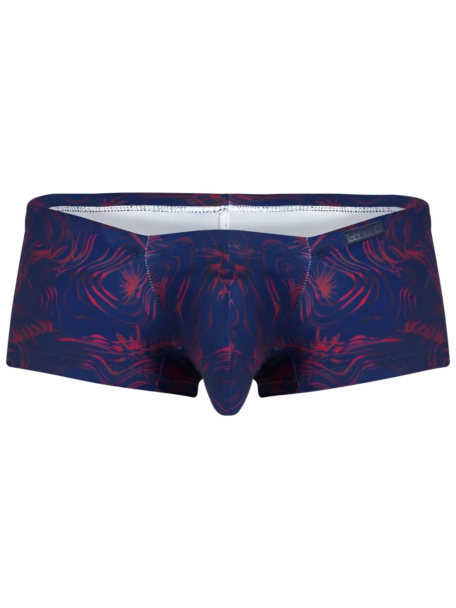 Navy blue and magenta floral patterned clever 26027 helion trunks men’s briefs with white inner lining for dynamic comfort