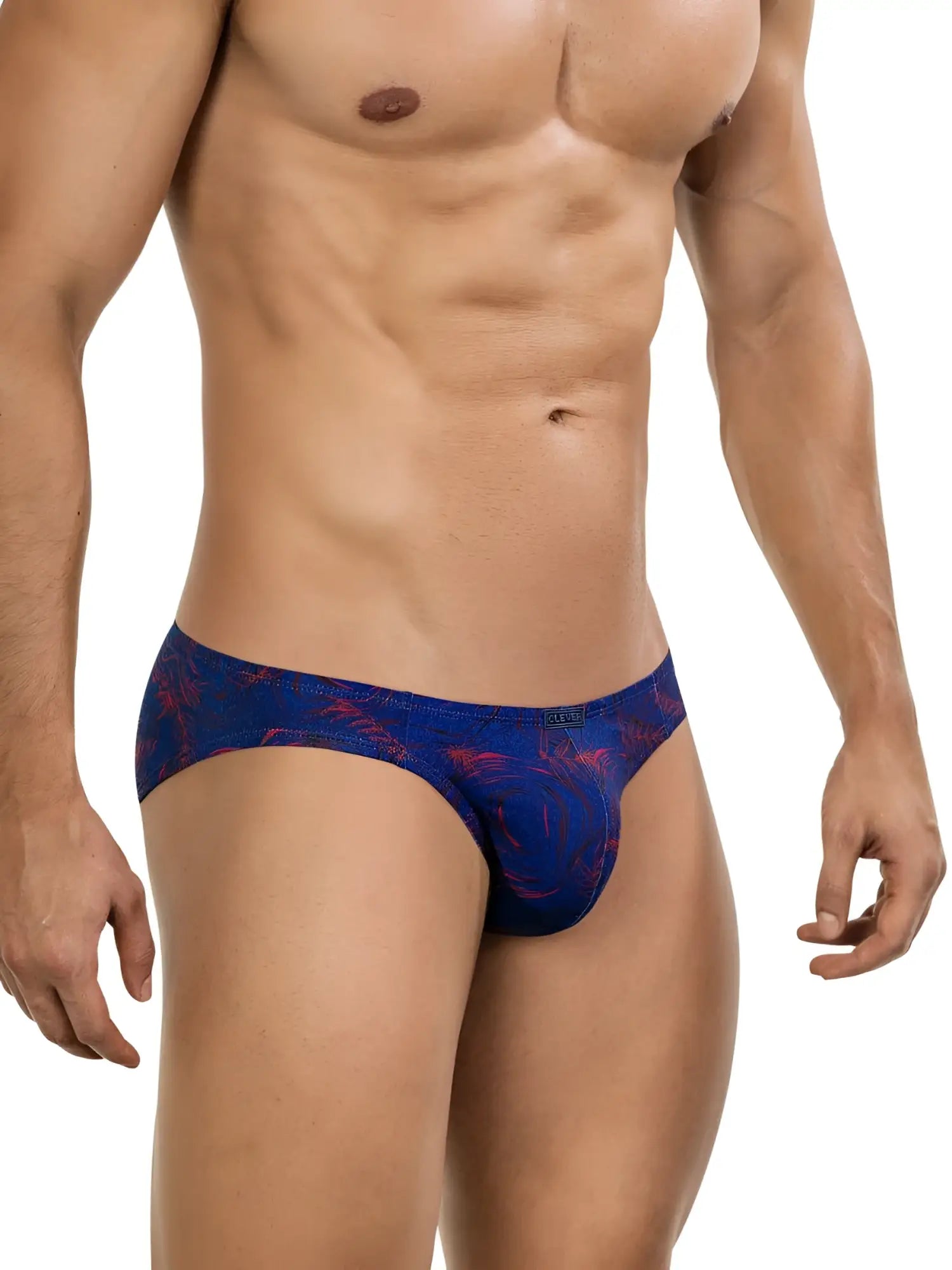 Clever 26029 helion bikini vibrant blue color blue men’s briefs with blue and red patterned sleek form-fitting design