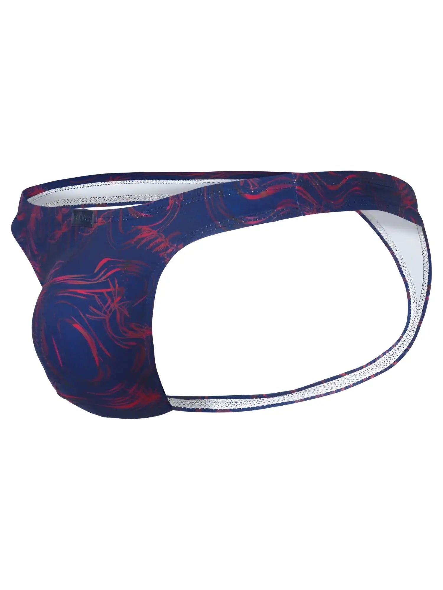 Dark blue and red abstract patterned clever 26031 helion thong briefs with white trim for sophisticated style and comfort