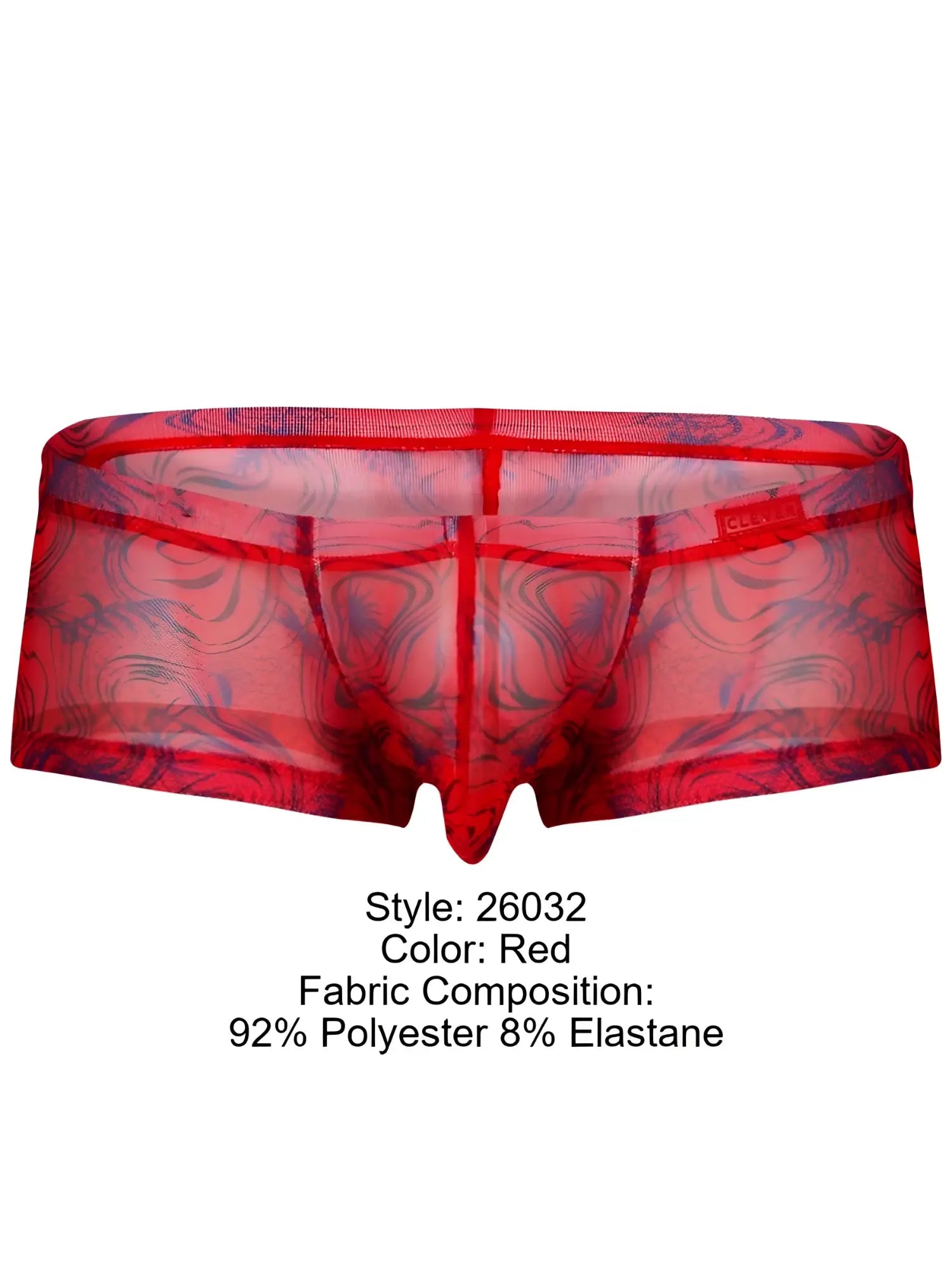 Red clever 26032 calipso trunks sheer mesh briefs with blue purple swirl pattern made of polyester elastane