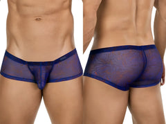Clever 26033 calipso blue trunks with sheer mesh fabric solid waistband and subtle pattern for bold breathable style