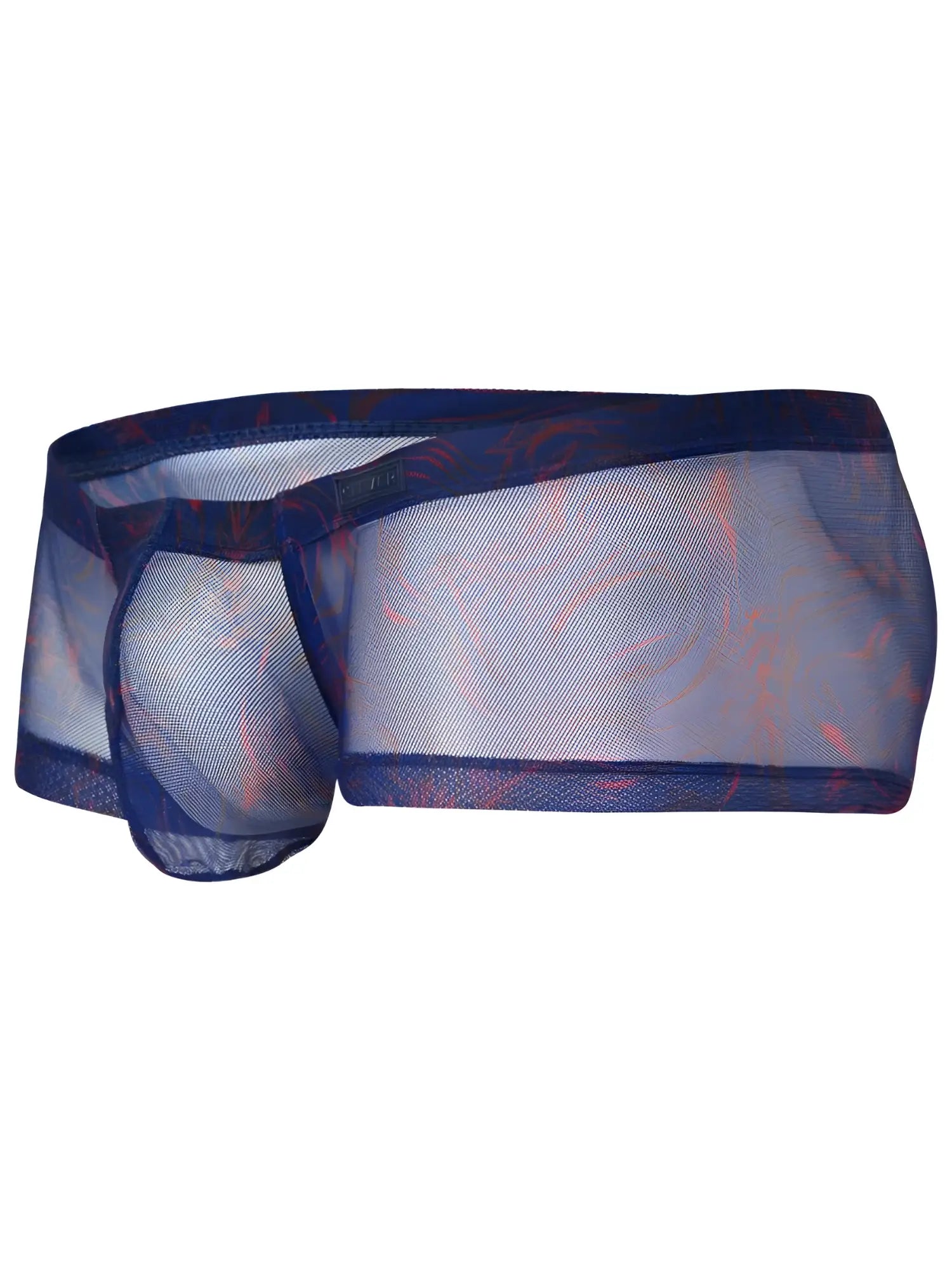 Blue clever 26033 calipso trunks sheer mesh briefs with red and orange floral waistband for bold breathable style