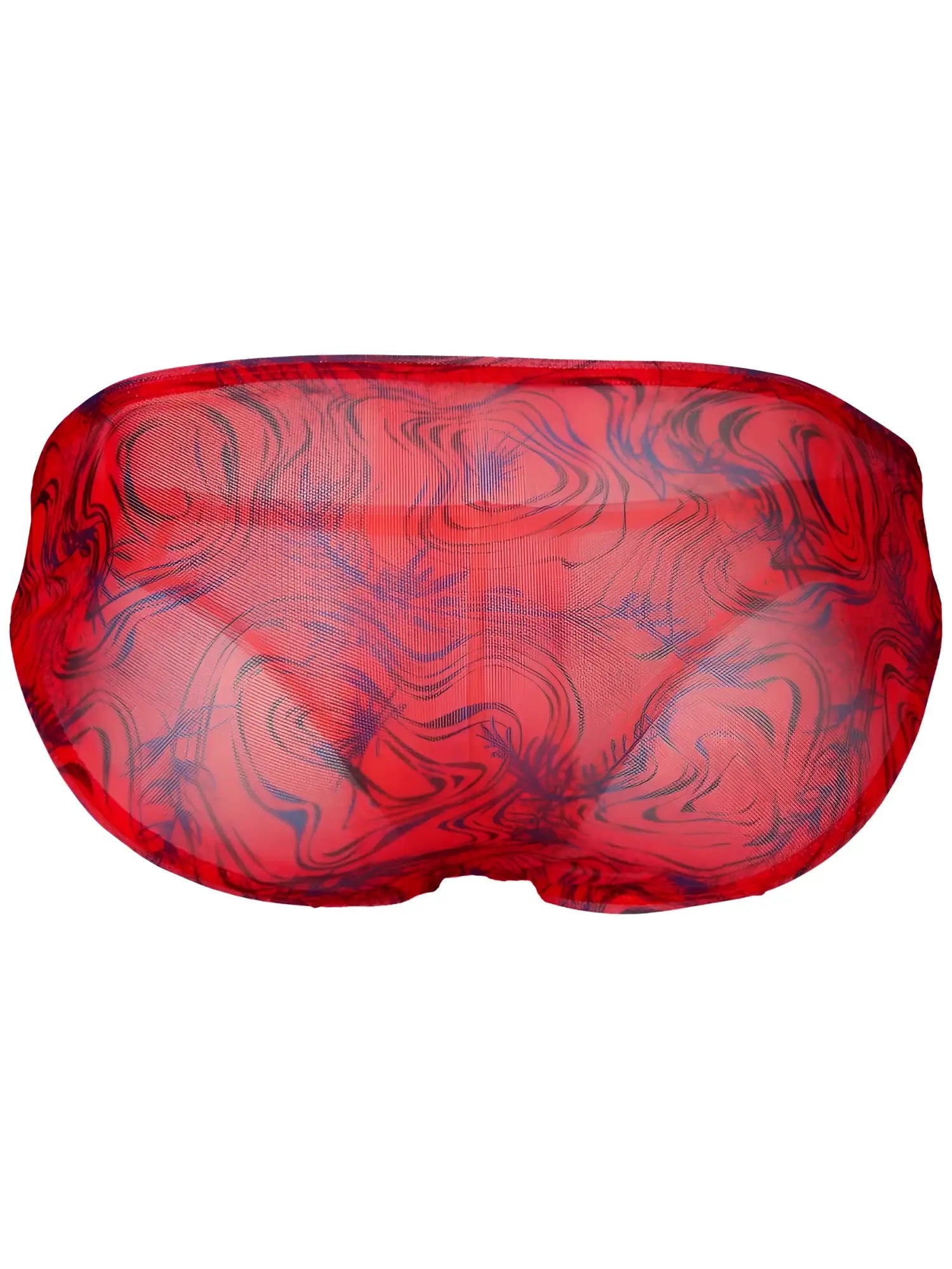 Red mesh eye mask with swirling blue and black patterns from clever 26034 calipso bikini in bold red color