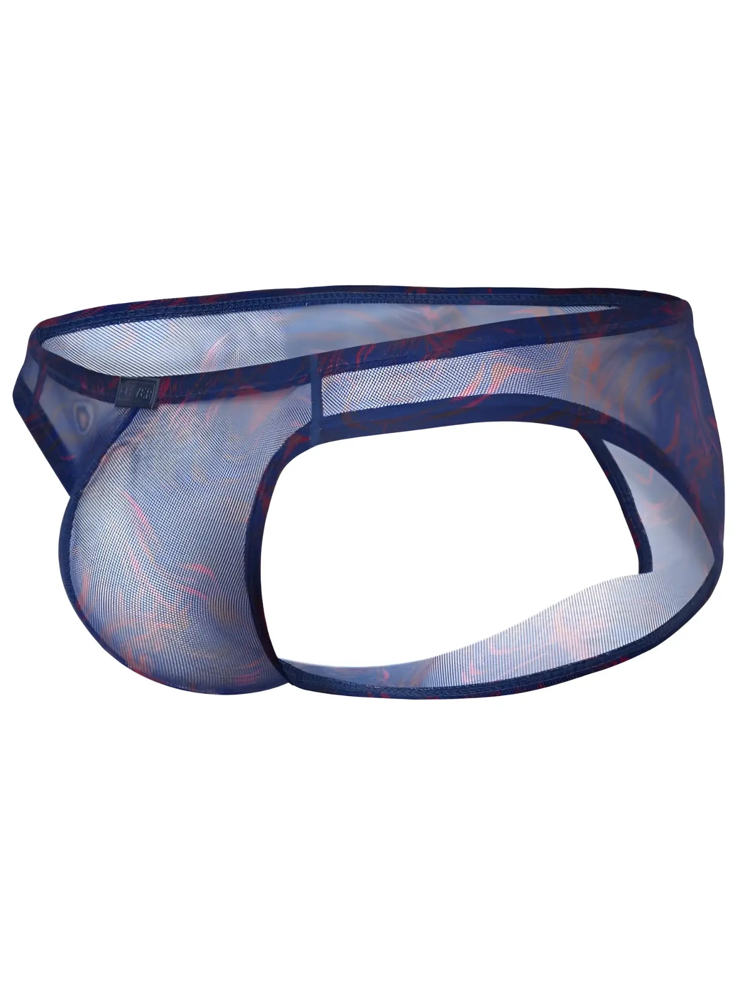 Clever 26035 calipso bikini briefs in blue mesh with subtle red and purple pattern bold breathable style