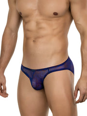 Clever 26035 Calipso bikini blue sheer mesh briefs with subtle pattern bold breathable style front view