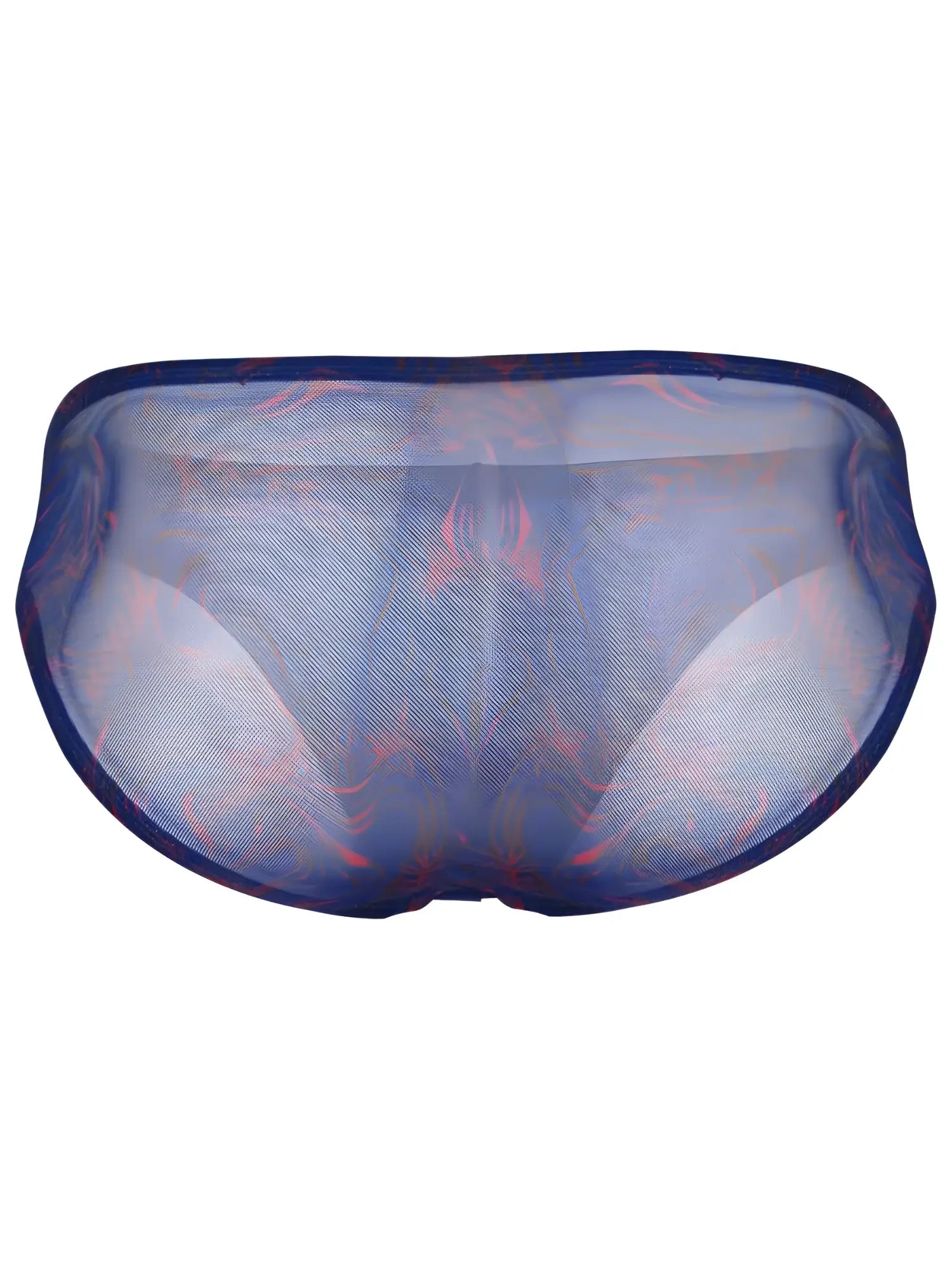 Blue sheer mesh briefs with red and pink abstract pattern clever 26035 calipso bikini bold breathable style