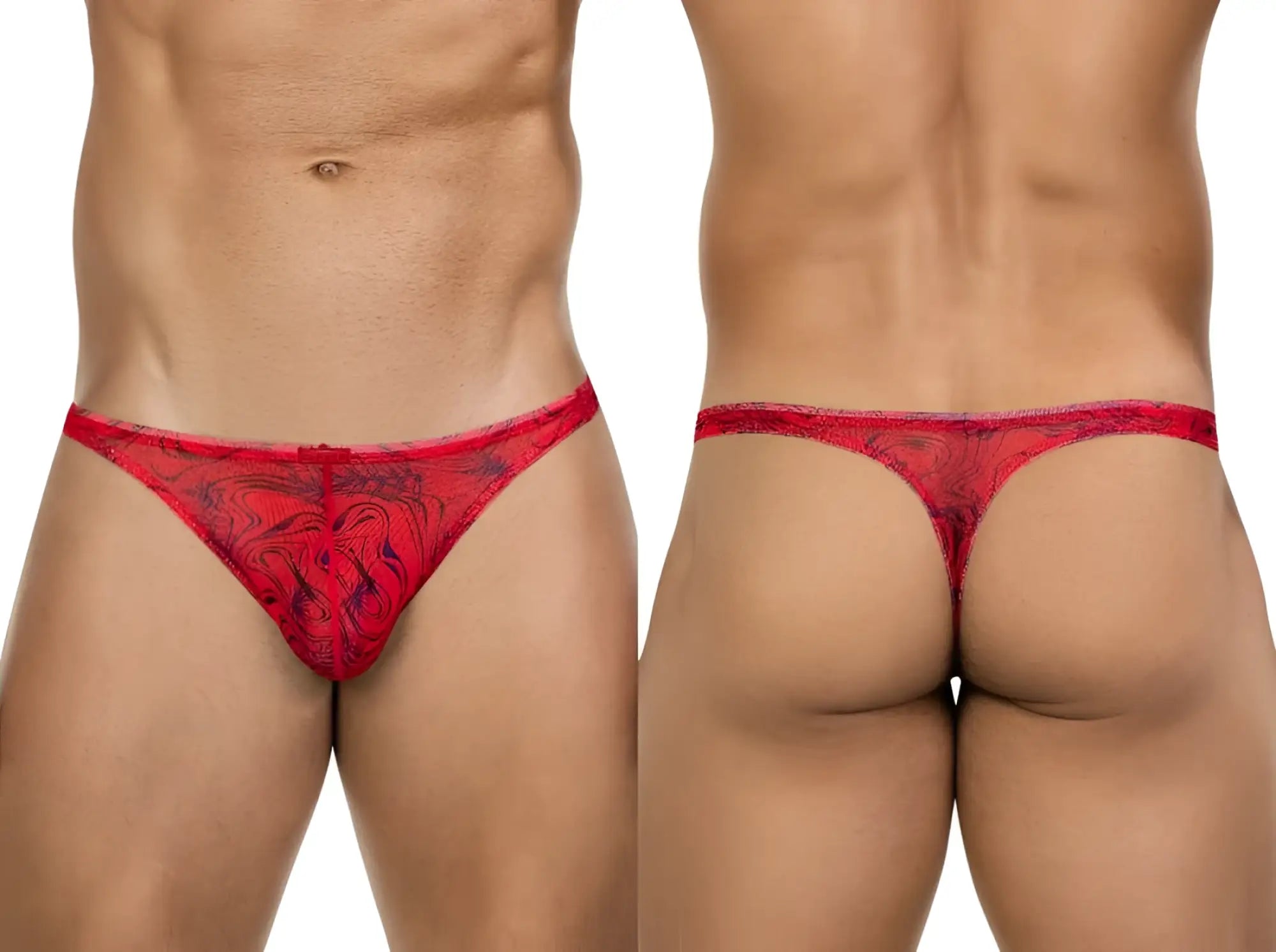 Red lace calipso thong in sleek sophisticated style with dark pattern for comfortable support and elegance