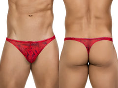 Red lace calipso thong in sleek sophisticated style with dark pattern for comfortable support and elegance