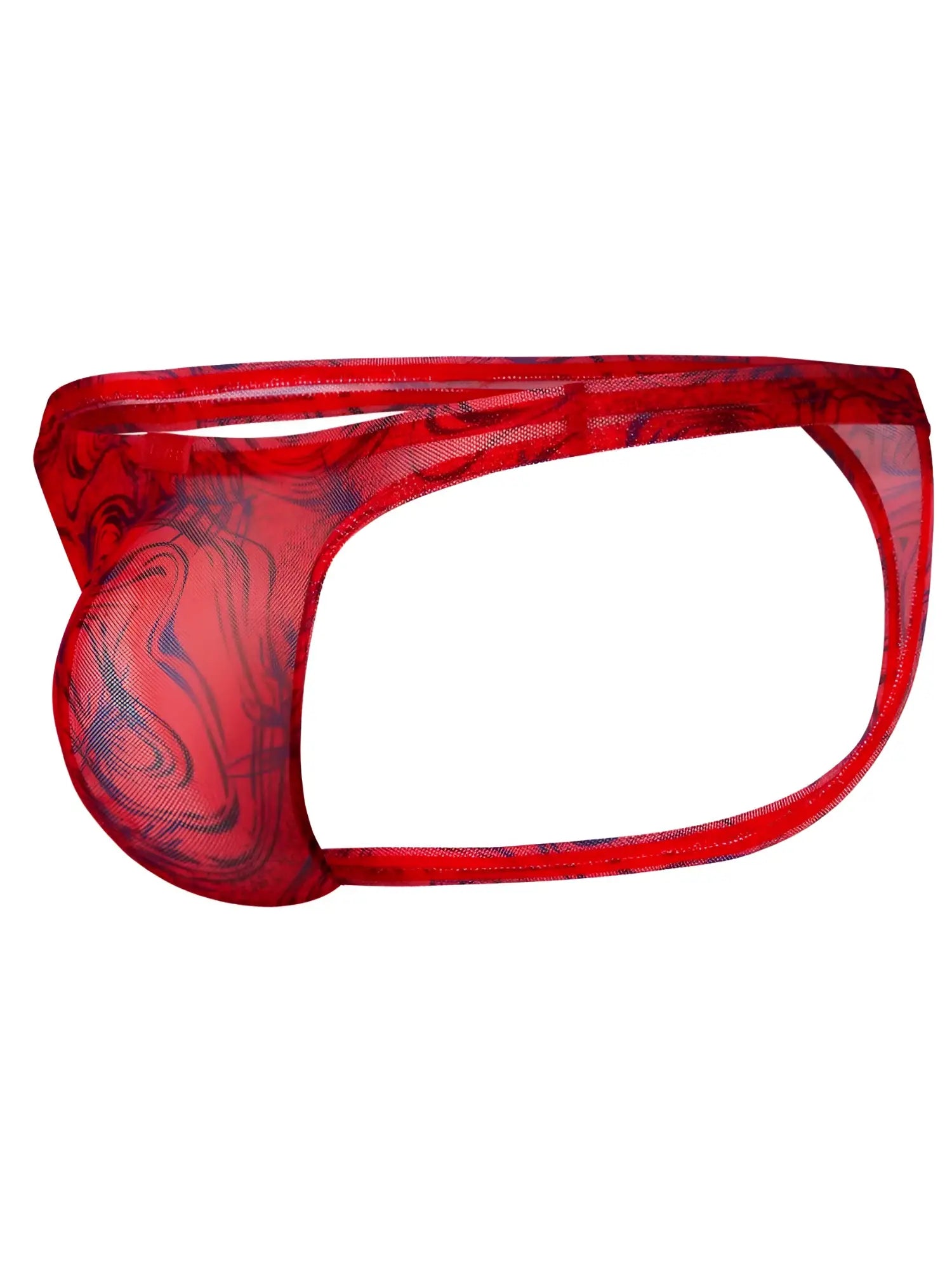 Red mesh clever 26036 calipso thong with swirling blue pattern offering sleek and sophisticated support