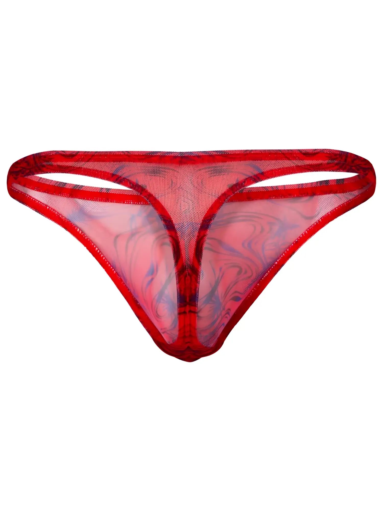 Red clever 26036 calipso thong in sheer mesh with marbled blue and pink pattern for sleek sophisticated support