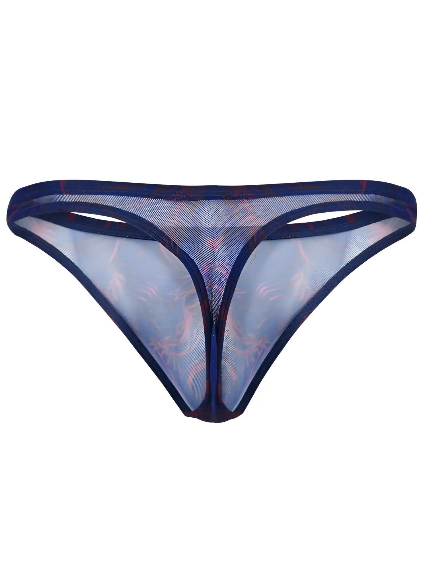 Blue clever 26037 calipso thong made of sheer mesh with subtle pink and red pattern for bold sensuality