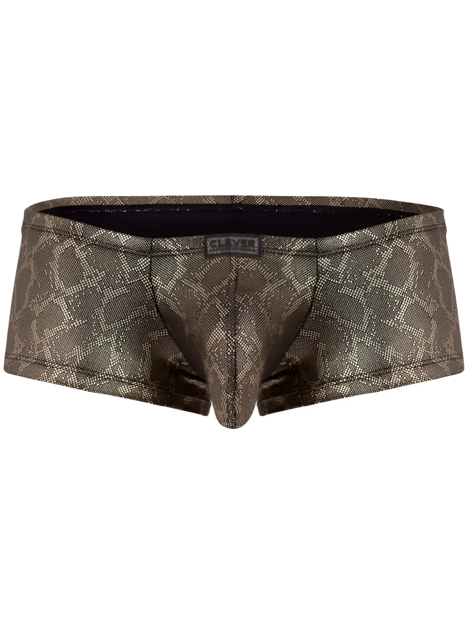 Bronze-colored clever 26042 atlas trunks with a subtle metallic diamond pattern and black inner lining in gold