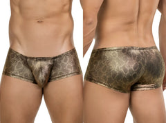 Bronze metallic snake scale patterned clever 26042 atlas trunks mens briefs with bold gold metallic design