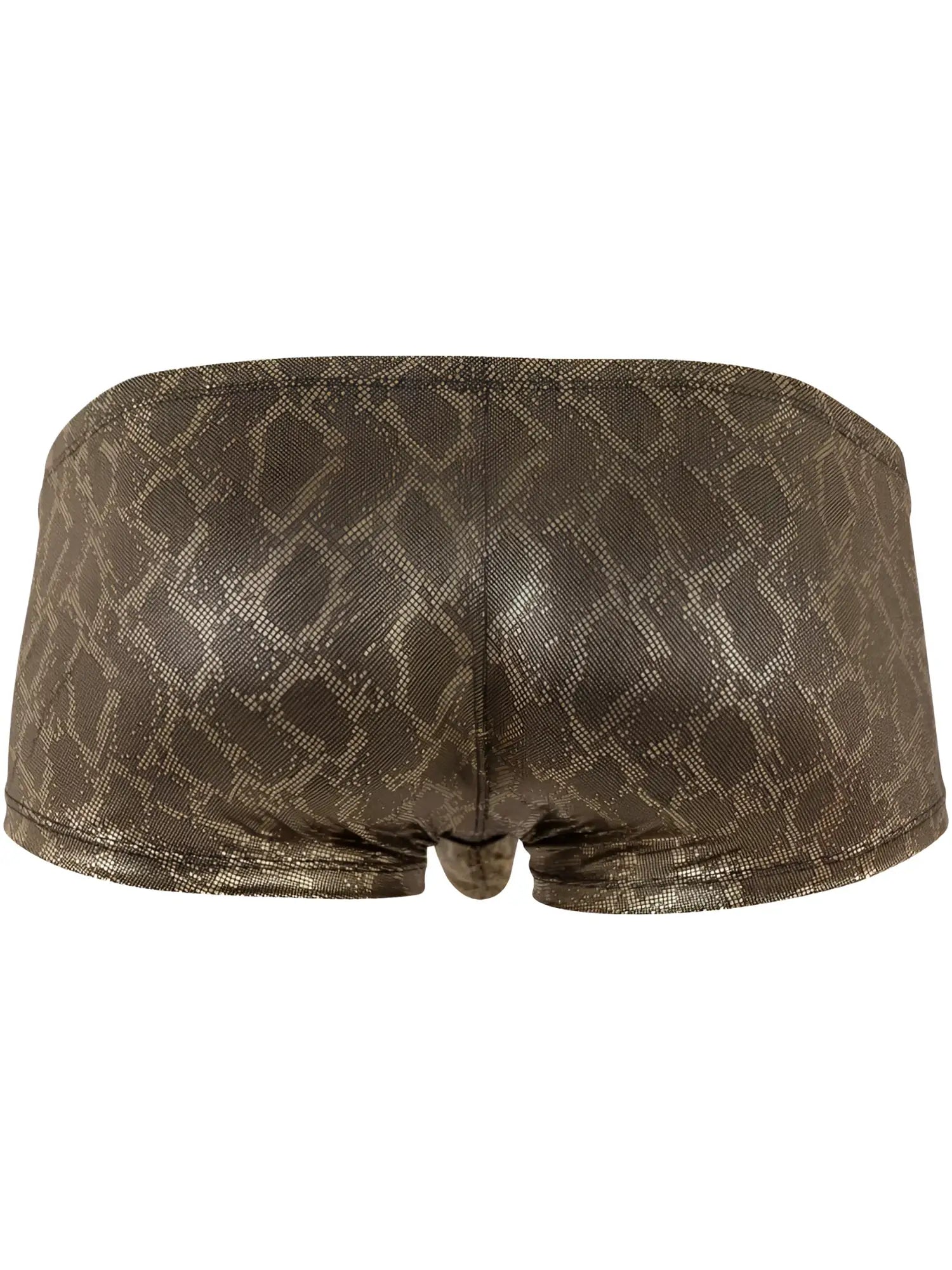 Bronze-colored clever 26042 atlas trunks briefs with shimmering snakeskin pattern and bold gold metallic design
