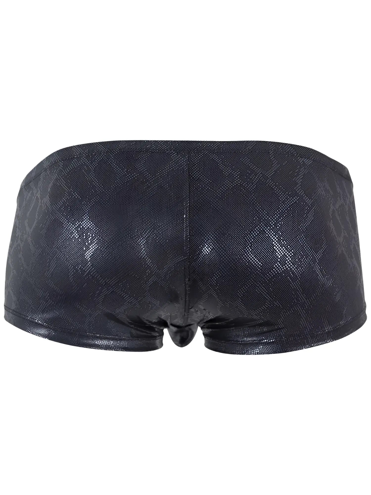 Clever 26043 atlas trunks black shiny faux leather briefs with subtle diamond pattern in sleek black metallic color