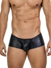 Black shiny textured fabric briefs clever 26043 atlas trunks in sleek black metallic color black with modern design