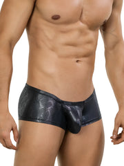 Black metallic clever 26043 atlas trunks men’s briefs with snake-scale pattern and sleek design