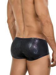 Clever 26043 atlas trunks black metallic briefs with snake skin pattern in sleek black metallic color