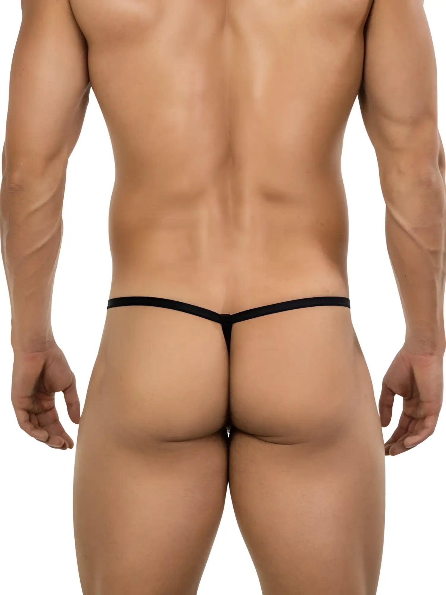 Black thong clever 26046 atlas g-string in gold with thin seamless design for bold sophistication shown from back side