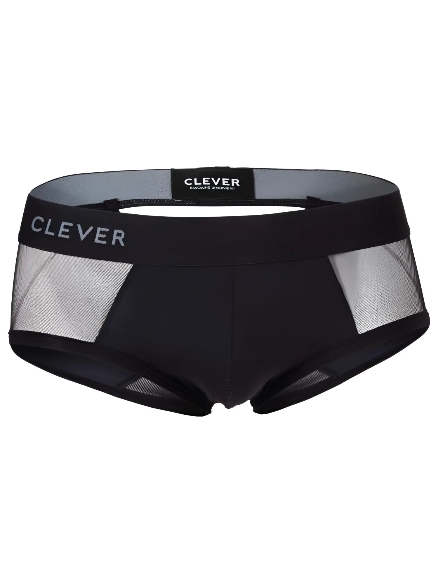Clever 26059 tanatos briefs in bold black with silver mesh side panels for stylish breathable comfort