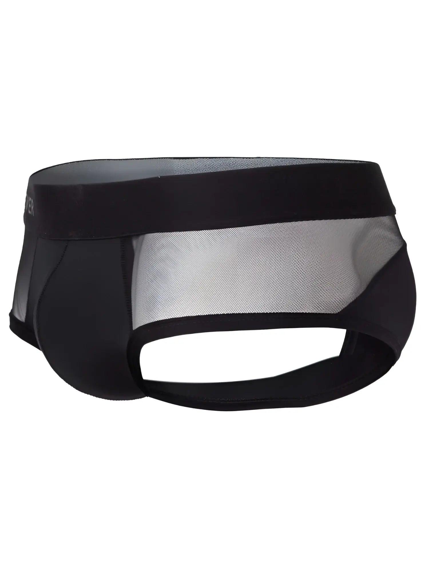 Clever 26059 tanatos briefs in bold black with black mesh fabric and solid waistband and side panels