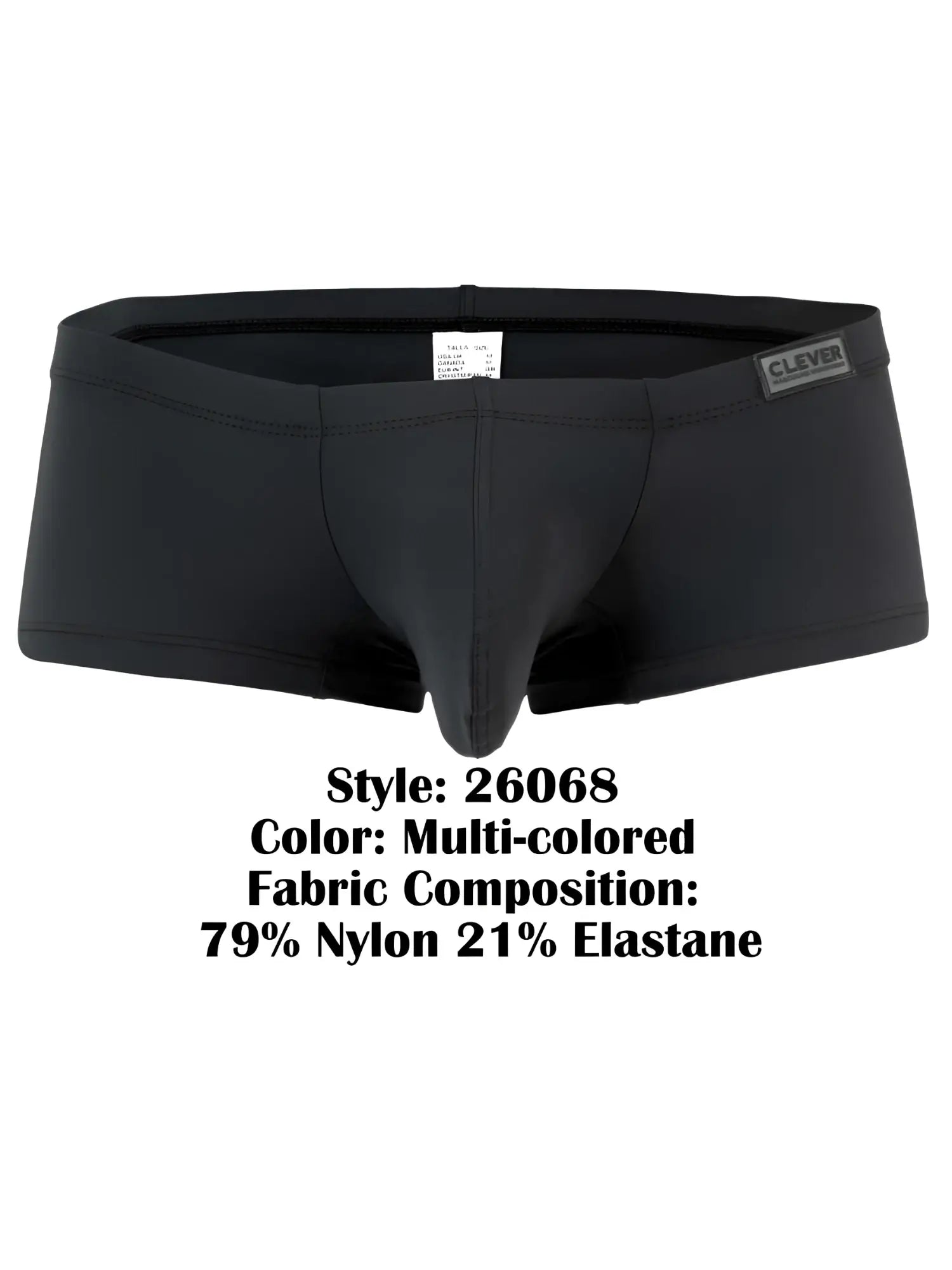 Black mens briefs clever 26068 3pk australian latin trunks multi-colored made of 79% nylon 21% elastane