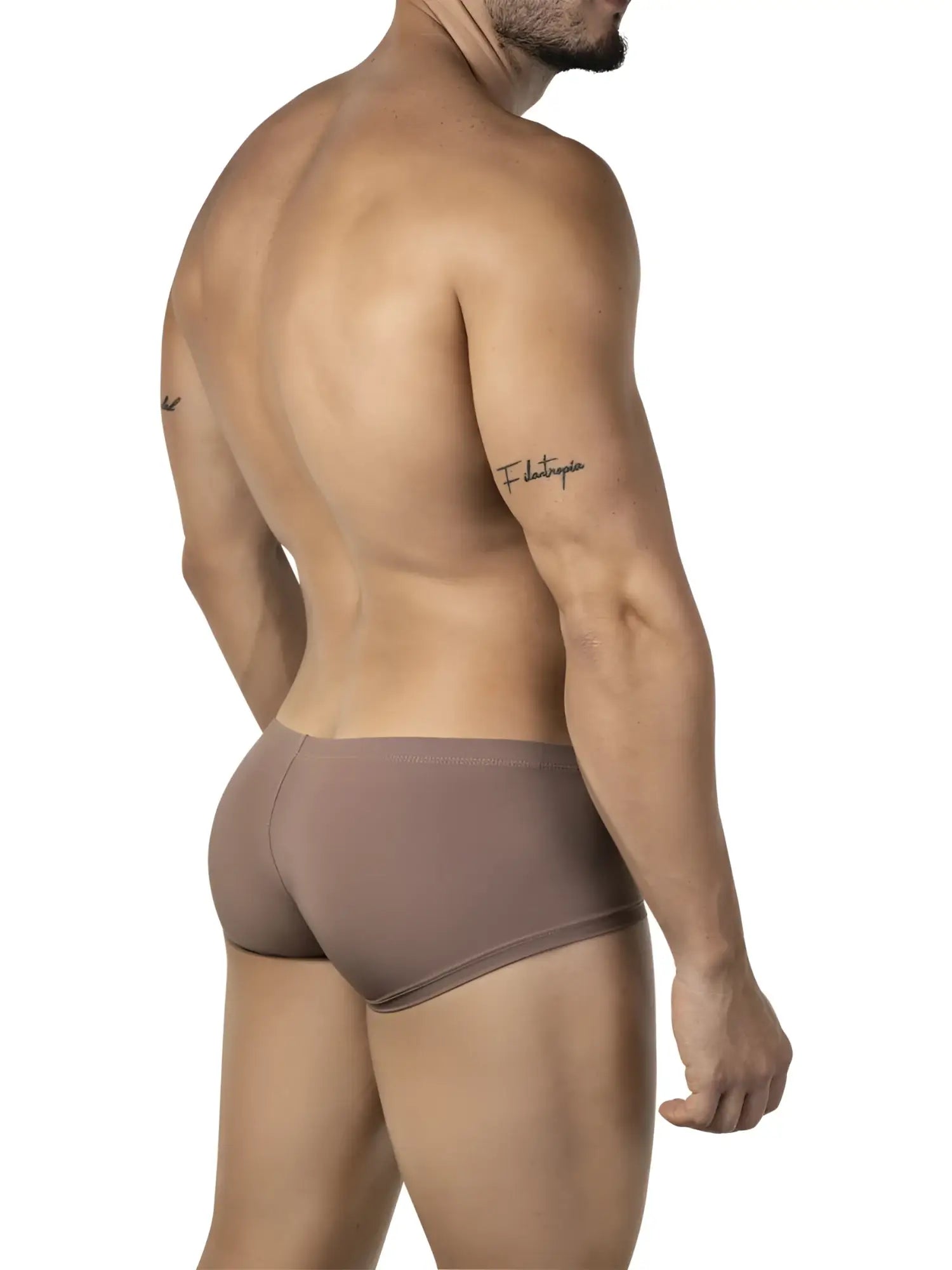 Tan-colored clever 26068 men’s briefs with smooth stretchy fabric and subtle waistband seam in multi-colored pack