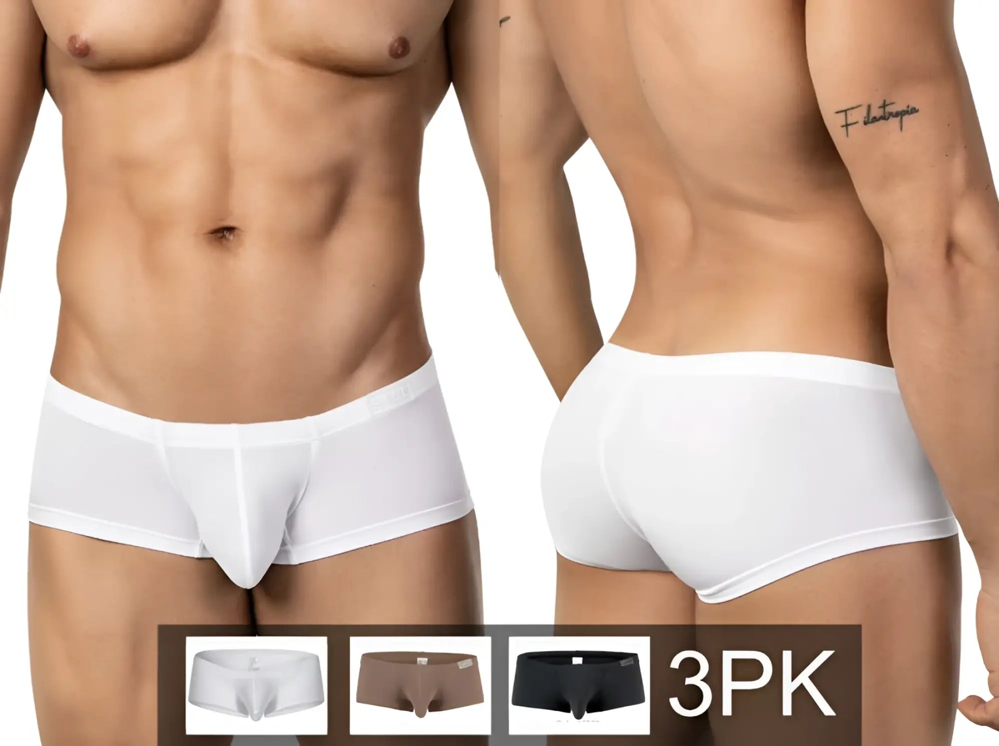 White men’s briefs clever 26068 3pk australian latin trunks multi-colored with smooth design and reinforced waistband