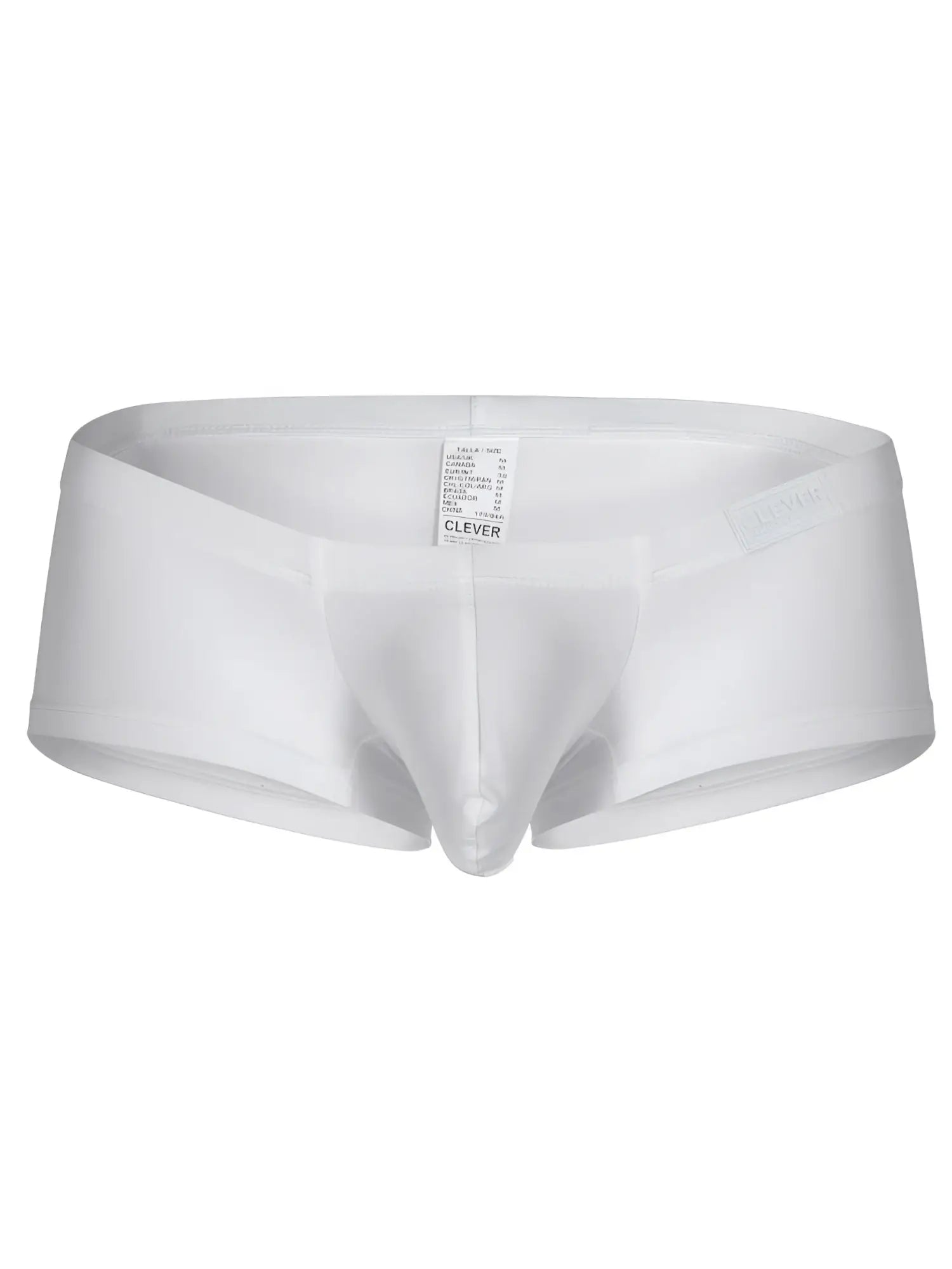 White clever brand men’s briefs with a smooth form-fitting design in multi-colored clever 26069 3pk australian latin trunks